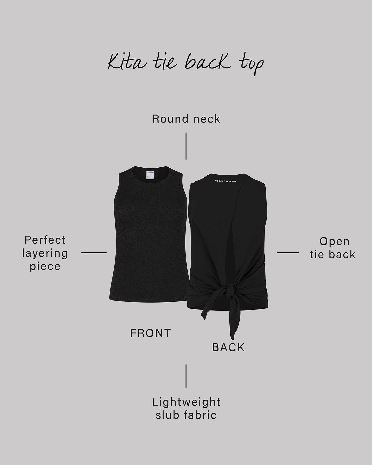 KITA TIE BACK TOP - BLACK